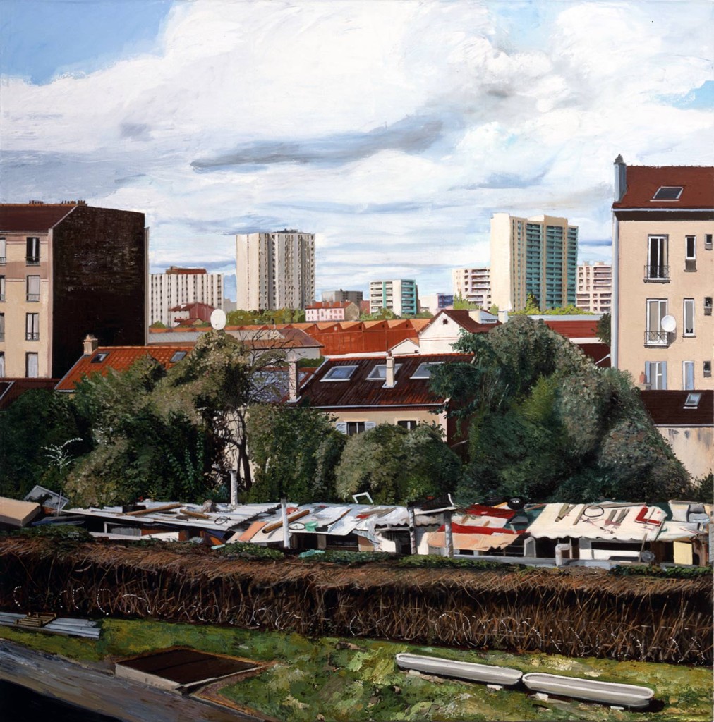 Yves Bélorgey Vue des Entrepôts de la SERNAM à Pantin, 2010 Oil on canvas 240 x 240 cm