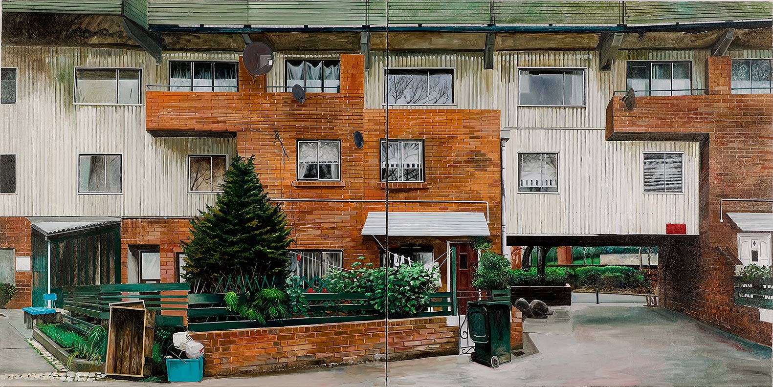 Yves Bélorgey Byker Wall (5), 2006. Oil on canvas. Diptyque : 240 x 240 cm (chacun)